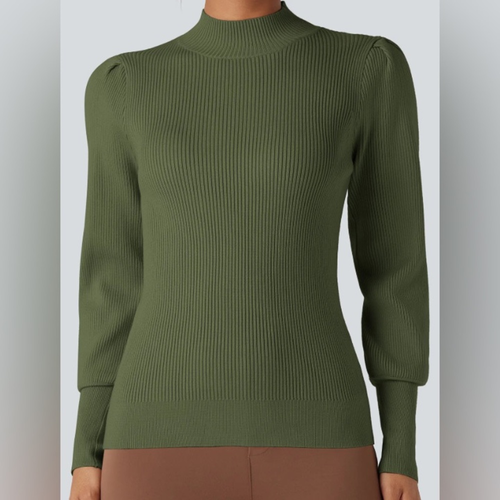 Halara Mock Neck Puff Long Sleeve Sweater Sz XL